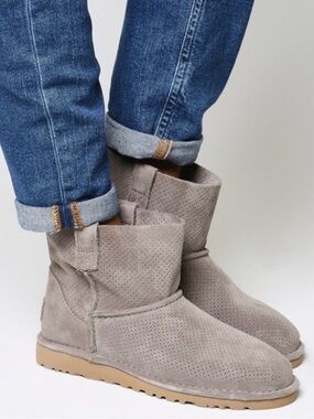 UGG Classic Unlined Mini Perf Boot GraySuede Perforated Ankle Boots
Size 9